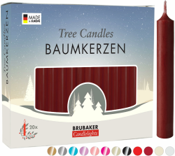 BRUBAKER 20er Pack Baumkerzen Wachs - Weihnachtskerzen Pyramidenkerzen Christbaumkerzen - Dunkelrot Dunkelrot 1 Packung Angebot bei HelloDeals