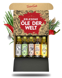 TIMBER TASTE® Öl Geschenkset Frauen & Männer [Welt] - 5 erlesene Essige & Speiseöle [5x40ml] - Kochbox Koch Set - Öle Gewürze Geschenk Set - Geschenkbox für Sie - Besondere Geschenke Frauen Öle der Welt Angebot bei HelloDeals