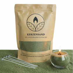 comforder Kerzensand mit Dochten, Wachsgranulat, Kerzen selber machen Set, Pearled Candle, 400g Kerzenwachs Perlen + 4 Kerzendochte (Moosgrün) Angebot bei HelloDeals