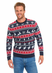U LOOK UGLY TODAY Hässlicher Weihnachtspullover Herren Unisex Lustig Ugly Christmas Sweater Chunky Gestrickter Festlicher Fairisle Pullover für Weihnachten L Das Gefühl Von Fair Isle-rot Angebot bei HelloDeals