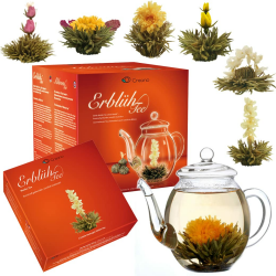 Creano Teeblumen Geschenkset - Erblühtee Frühjahrslese mit 500ml Glaskanne & 6x Weißer Tee - 7 teilig - Geschenk zu Weihnachten 1x Geschenkset Angebot bei HelloDeals