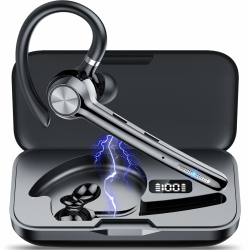 Tukio Bluetooth Headset V5.3 mit CVC 8.0 und ENC Dual Mic Geräuschunterdrückung, 100 Std Spielzeit In-Ear Headset mit LED-Ladebox, IPX7 Wasserdicht Headset mit Mikrofon für Autofahren Büro Business Tiefschwarz Angebot bei HelloDeals