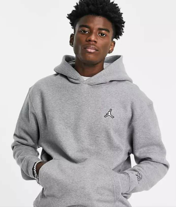 Nike – Jordan – Fleece-Kapuzenpullover in Grau