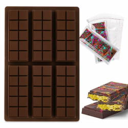 Kabwea 6 Kavitäten Schokoladenriegelform Tief Mit 100pcs Beutel, Schokoladenform, Schokoladenform Silikon, Schokoladenform Tief, Silikonform Schokolade (10 Snap) Angebot bei HelloDeals