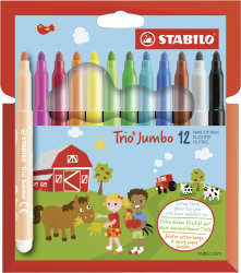 Dicker Filzstift - STABILO Trio Jumbo - 12er Pack - mit 12 verschiedenen Farben Angebot bei HelloDeals