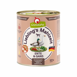 GranataPet Liebling's Mahlzeit Ente & Gans, Nassfutter für Hunde, Hundefutter ohne Getreide & ohne Zuckerzusätze, Alleinfuttermittel, 6 x 800 g Ente & Gans 800 g (6er Pack) Angebot bei HelloDeals