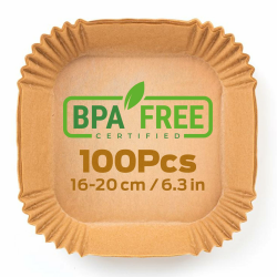 PORTENTUM Backpapier für Heißluftfritteuse 100 Stück BPA-frei, 16x16 cm, Airfryer Backpapier Antihaft Wasserdicht Ölfest Einwegschalen Luftfritteuse Pergamentpapier Liner für Heißluftfritteuse,Quadrat 100 Stück 16 x 16 cm Quadratisches Angebot bei HelloDeals