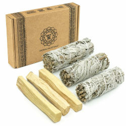 MUT22 3 Weißer Salbei und 3 Palo Santo Premium Kalifornischer, 100% natürlich und reinigend, ideal für spirituelle und energetische Rituale (3 Weißer Salbei + 3 Palo Santo) Angebot bei HelloDeals