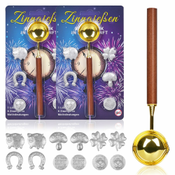 iZoeL Zinngießen Silvestergießen mit 12 Zinnfiguren 2 Löffel Anleitung Orakelheft, Zinn Giessen Silvester, 2 Zinn Set zu gießen für Silvester Partyspiele Silvesterbrauch Wahrsagerei-Partyspiel Angebot bei HelloDeals