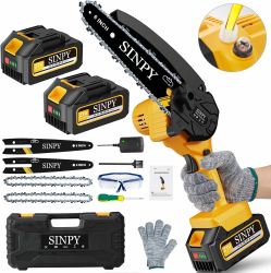 SINPY Akku Kettensäge 8000mAh 6 Zoll, Mini Kettensäge mit Akku Handkettensäge Elektro Motorsäge Elektrische, Handkettensäge Akku für Gartenscheren,Geschenke für Männer, Weihnachtsgeschenke für Männer Angebot bei HelloDeals