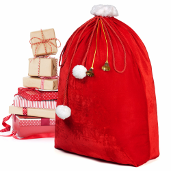 JOYIN Weihnachtssack samtige Nikolaussack Weihnachtsmann Sack Santa Sack Geschenkesack Weihnachtsmannsack für Geschenke Rot und Weiss 78 cm x 68 cm Angebot bei HelloDeals
