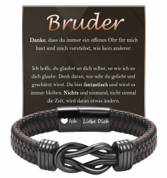 FAOMZQ Geschenke für Männer, Lederarmband mit Gravur für Papa, Armband Geschenk für Mann Ehemann Freund Sohn Bruder Neffen Enkel Opa Onkel zum Geburtstag Weihnachten Vatertag Valentinstag H-Bruder Angebot bei HelloDeals