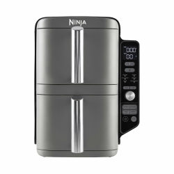 Ninja Double Stack XL Air Fryer Heißluftfritteuse, 9,5L Airfryer, Doppelkorb-Heißluftfritteuse mit 4 Kochstufen, 2 Körben, 2 Rosten, platzsparendes Design, 6 Kochfunktionen, 8 Portionen, Grau SL400EU Gestapelte Doppelschublade 9.5L Grau Angebot bei HelloDeals