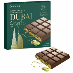 Dubai Schokolade (XL) mit Pistazie & Kunafeh Engelshaar Kadaif - Nach Top Rezeptur! Virale TikTok Hype Schokolade - EXTREM Schneller Versand (100g, Milchschokolade) Milchschokolade 100g Angebot bei HelloDeals