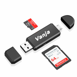 Vanja SD Kartenleser, USB Card Reader Micro SD Adapter, Kartenlesegerät für SD/SDXC/SDHC/TF/UHS-I Karten, Speicherkartenleser Lesegerät Kompatibel mit Laptop und Handy USB 2.0/Micro USB Angebot bei HelloDeals