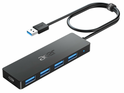 acer USB 3.0 HUB mit USB-C-Ladeanschluss, Ultra Slim Multiport Hub 4 Port USB 3.0 Adapter für PC, Laptop, Tastatur, Maus, HDD, MacBook Pro/Air, iMac, Surface Pro, macOS, Windows, Linux usw. - 60cm 2ft/60cm USB-A 3.0 Angebot bei HelloDeals