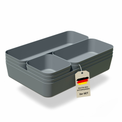 VMbathrooms Schubladen Organizer Set für jeden Bedarf | Praktische Schreibtisch Sortierboxen | Schubladentrenner – Ihr idealer Ordnungshelfer im Alltag für Büro & Haushalt (Anthrazit) Angebot bei HelloDeals