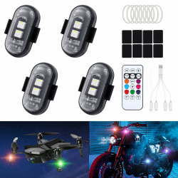 WILLONG LED Blitzlicht Auto 4 Stück,Kabellose LED Lichter Auto,Drone Strobe Light,Wireless LED Light mit Fernbedienung,Blitzlichter für Auto,Motorrad,Drohne Angebot bei HelloDeals