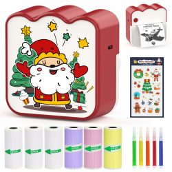 HuiJuKeJi Mini Drucker, Taschendrucker, Mini Fotodrucker für Smartphone, Sticker Drucker, Thermo Fotodrucker für Journal, Reisen Logo, Notizen, Journal, Liste, Memo (Christmas) Angebot bei HelloDeals