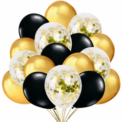 Silvester Deko 2025 – 50 Luftballons Gold Schwarz mit Gold Konfetti Ballons für Party Feier Dekoration für Neujahr, Geburtstag und Geburtstagsdeko 50 Gold Schwarz Angebot bei HelloDeals