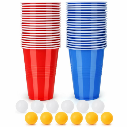 Spyrtb Bierpong Becher Set, Beer Pong Becher, 40 Beerpong Becher(500ML) +12 Tischtennisbälle, Wiederverwendbare, Red Cups Für Party Trinkspiele Camping Geburtstag Hochzeit Angebot bei HelloDeals