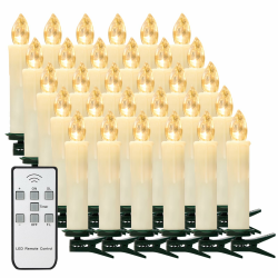 yunsheng 30er Weihnachtsbaumkerzen mit Fernbedienung Timer, Warmweiß Christbaumkerzen Kabellos, Batteriebetriebene Flammenlose Flackern Weihnachtsbaum Lichterkette, Wasserdicht, Weihnachtsdekoration Angebot bei HelloDeals