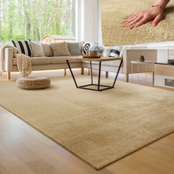 Paco Home Waschbarer Teppich Wohnzimmer Schlafzimmer Kurzflor rutschfest Flauschig Weich Moderne Einfarbige Muster, Grösse:140x200 cm, Farbe:Beige 140 x 200 cm (Rechteckig) Beige Angebot bei HelloDeals
