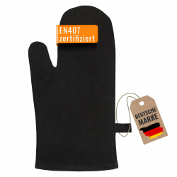 achilles Kaminhandschuh, Entspricht Norm EN407, Mit Thermoisolierung, Ofenhandschuh aus Leder, Schutzhandschuh feuerfest, Grillhandschuh, hitzebeständiger Leder Handschuh, schwarz Angebot bei HelloDeals