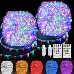 GLPE 20M(10m X 2 Stück) 200 LED Schlauch,USB lichterschlauch aussen,8 Modi und 16 Farbwechsel,RGB Lichterkette Außen Innen IP65 Wasserdichte für Schlafzimmer Party Garten Camping Weihnachten 20M （2 Stücke×10M） Angebot bei HelloDeals