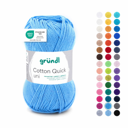 Gründl Wolle Cotton Quick uni Garn zum Stricken & Häkeln aus 100 % Baumwolle, 1 Knäuel 50 g / 125 m, Häkelgarn/ Strickgarn , Hellblau Angebot bei HelloDeals