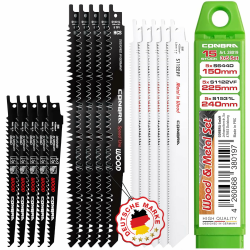 CONBRA® Sägeblätter Säbelsäge Holz 15-teiliges Set - Säbelsägeblätter Holz & Holz mit Nägeln - Sägeblatt Säbelsäge kompatibel mit Bosch GSA 18V, GSA 18 V-LI C, Bosch Keo, Bosch GSA 1100 E HOLZ & METALL <190 mm - SET 15tlg Angebot bei HelloDeals