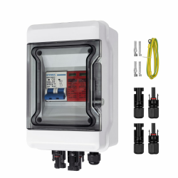 GTYORUS Boîte Photovoltaïque,DC überspannungsschutz PV Solar Trennschalter mit Solarstecker 1 String 500V Photovoltaik DC Leitungsschutzschalter Blitzschutz Erdung für PV Anlage(1 in 1 Out,25A) 1 String 25A 500V Angebot bei HelloDeals