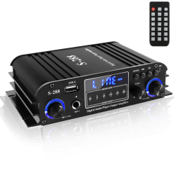 Etlephe 4 Kanal Mini Verstärker, HiFi-Verstärker, Bluetooth 5.0-Stereoverstärker,1200 W,UKW-Radio, tragbare SD-Karte/USB-Eingang/UKW-Radio, für Zuhause oder Ihr Auto, 50 W x4 S-288(4CH 50W*4) Angebot bei HelloDeals