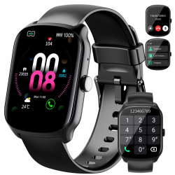 Smartwatch Herren Damen, 1,95" HD Gebogener Bildschirm Smart Watch, mit Bluetooth Anrufe, Pulsmesser/Schlafmonitor, 112+ Sportmodi Fitnessuhr, IP68 Wasserdicht Schrittzähler Sportuhr für Android iOS Modern Angebot bei HelloDeals