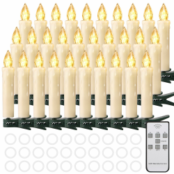 Cibnew Weihnachtskerzen Christbaumkerzen Kabellose Weihnachten LED Kerzen mit Fernbedienung,Timer-Funktion für Weihnachtsbaum Hochzeit,Geburtstags,Party (30er Beige) Angebot bei HelloDeals