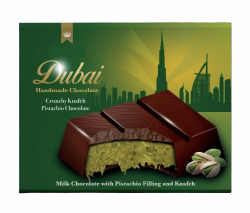 Dubai Schokolade 100g Original Pistazie - mit Schokolade, Pistazie und Kadayif (Engelshaar) und vielen weiteren Sorten Dubai Chocolate (100g, Pistazie) + Heartforcards® Sticker Pistazie 100g Angebot bei HelloDeals