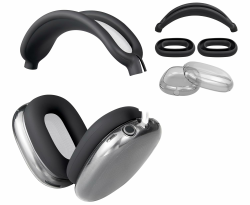 SOULWIT Silikon Ohrpolster Schutz Abdeckungen + TPU Schutzhülle Hülle Cover Case + Kopfband Stirnband Headband Abdeckung für Apple AirPods Max Kopfhörer, Zubehör für Apple AirPods Max Schwarz Angebot bei HelloDeals