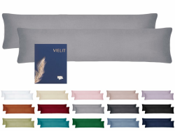 Vielit Seitenschläferkissen Bezug 40 x 145 2er Set Kissenbezug 40x145 Seitenschläfer Kopfkissenbezug Weich Kissenbezüge Kissenhülle Öko-Zertifikat Grau Grau 40x145cm Angebot bei HelloDeals