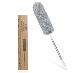 Vicloon Staubwedel Teleskop, Staubwischer Mikrofaser Bis 243cm Länge, mit Edelstahl Teleskop Stange, Waschbar Verbiegbare Eckbesen, Entfernt Mühelos Staub(Grau) Angebot bei HelloDeals