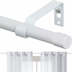 Gardinenstange, 76-157 cm Gardinenstange mit Kappenknäufen mit Halterungen, Beschläge-Set aus Edelstahl, 16 mm Durchmesser Gardinenstange Verstellbare Dekorative für Schlafzimmer/Matt Weiß 76-157 cm Matt Weiß Angebot bei HelloDeals
