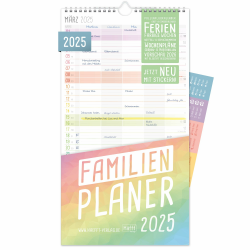 Häfft® Familienplaner 2025 mit 5 Spalten "Rainbow" 23,5 x 42,6 cm, Wandkalender Jan - Dez 2025, Familienkalender Wandplaner: Ferientermine & viele Zusatzinfos - nachhaltig & klimafreundlich Angebot bei HelloDeals