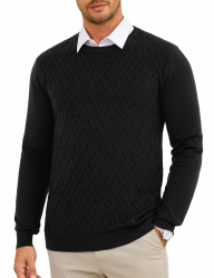 Gyabnw Herren Pullover mit Rundhalsausschnitt Strickpullover Feinstrick Winterpullover Business Pullover Sweater Männer Schwarz M Angebot bei HelloDeals