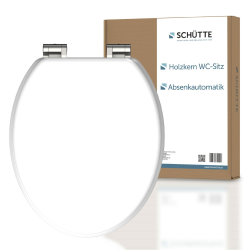 SCHÜTTE WC-Sitz mit Absenkautomatik aus Holz | Toilettendeckel aus MDF | Holzkern Toilettensitz mit Klodeckel | Klobrille -und Deckel belastbar bis 175kg | Weiß Angebot bei HelloDeals