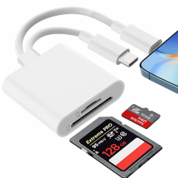 SD-Kartenleser für Phone 16/15/14, für Phone Kartenleser SD Karten Adapter für Phone Micro SD Karten Kamera Kartenlesegerät Adapter, Dual Kartensteckplatz SD/TF Kartenleser Speicherkartenleser Angebot bei HelloDeals