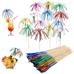 OMIGA 100 Stücke Cocktail Feuerwerk Dekoration Drink Dekoration Glitzerpalmen Cocktailspieße für Geburtstagsbars Obst Snacks Party Weihnachtsdekoration Deko Usw (Mehrfarbig) Angebot bei HelloDeals