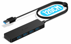 Aceele USB Hub 3.0, USB Hub auf 4 USB 3.0, kompatibel mit Desktop-Computer, MacBook Pro/Air, iMac,Surface Pro,PS 4 und weiteren Laptops 120cm Schwarz(120cm) Angebot bei HelloDeals