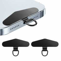 NATOSU 2 Stück Handykette Universalpads, Edelstahl Multifunktionales Handy-Lanyard-Patch, Universelle Handykette, Telefon-Patch für die meisten Smartphones (Schwarz) Angebot bei HelloDeals