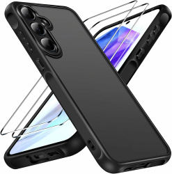 iVoler Hülle für Samsung Galaxy A55 5G mit 2 Stück Panzer Schutz Glas, [Militärstandard] Stoßfest [Kameraschutz] Handyhülle, Matt Durchscheinende Rückseite Anti-Fingerabdruck Schutzhülle Case, Schwarz Samsung Galaxy A55 5G Schwarz Angebot bei HelloDeals