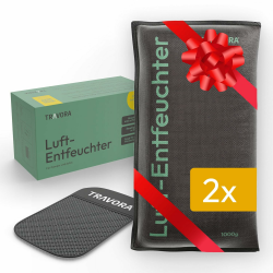 TRAVORA Luftentfeuchter Kissen 2x 1 kg mit Anti-Rutsch Pad - Entfeuchter - wiederverwendbar - Auto Innenraum - extra groß, Schwarz 2er Set Angebot bei HelloDeals