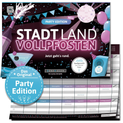 Stadt Land VOLLPFOSTEN® - Party Edition - Jetzt geht's rund. | Spielblock | Partyspiel | Geburtstagsgeschenk | Stadt Land Fluss A4 Angebot bei HelloDeals